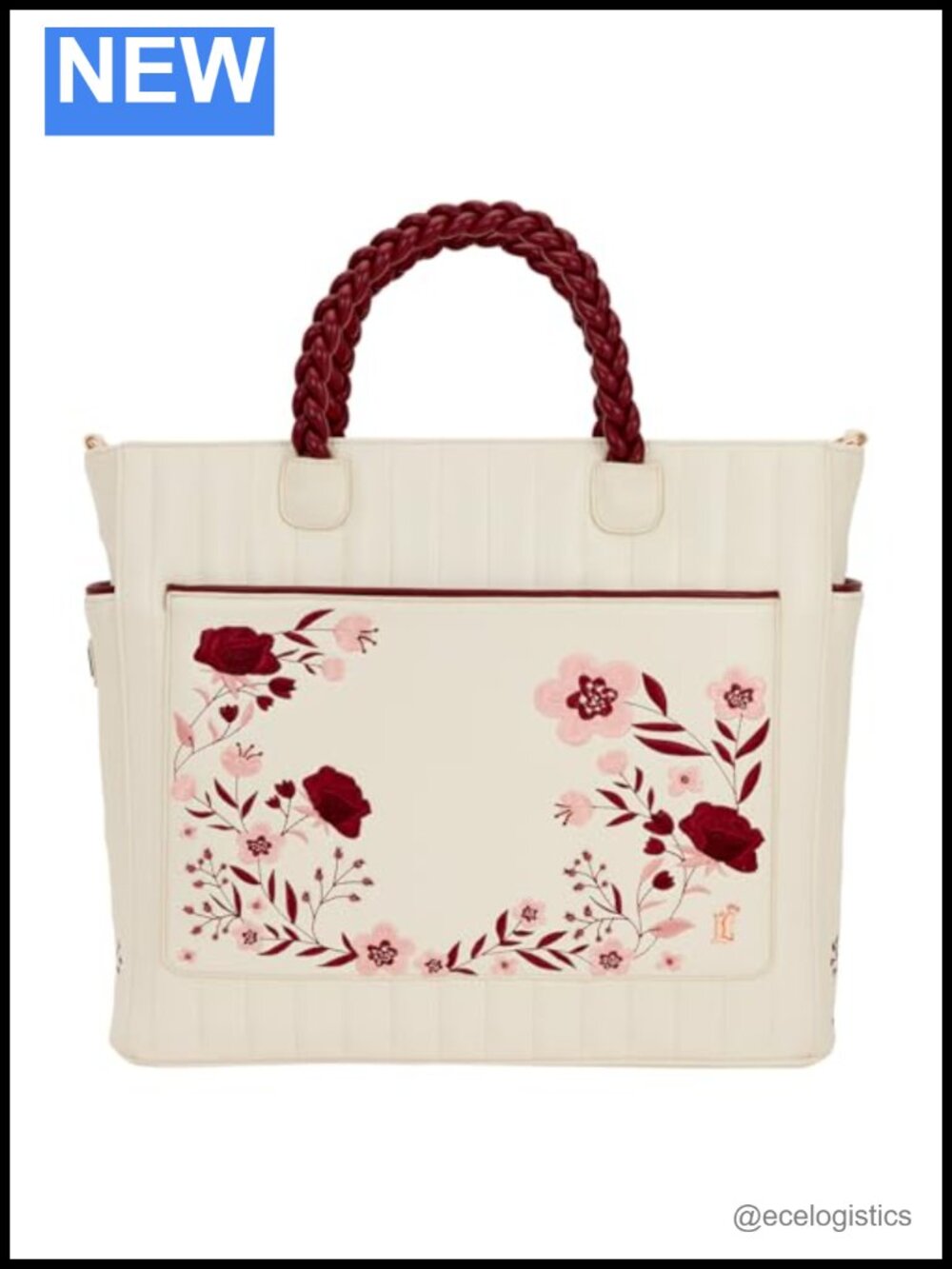 Faux Leather Floral Tote Bag Convertible Backpack